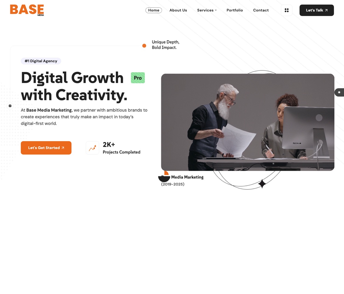 Base Media Marketing website homepage