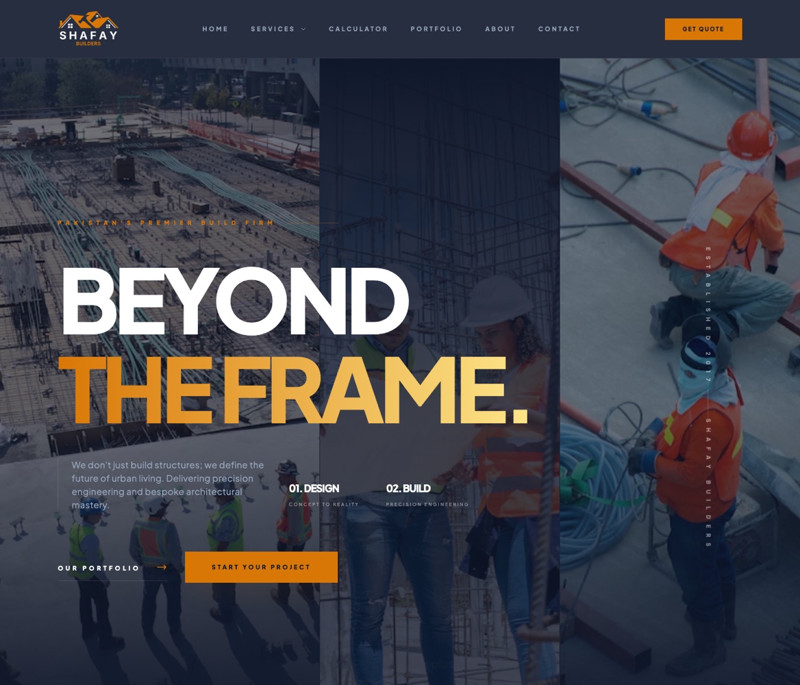Shafay Builders website homepage