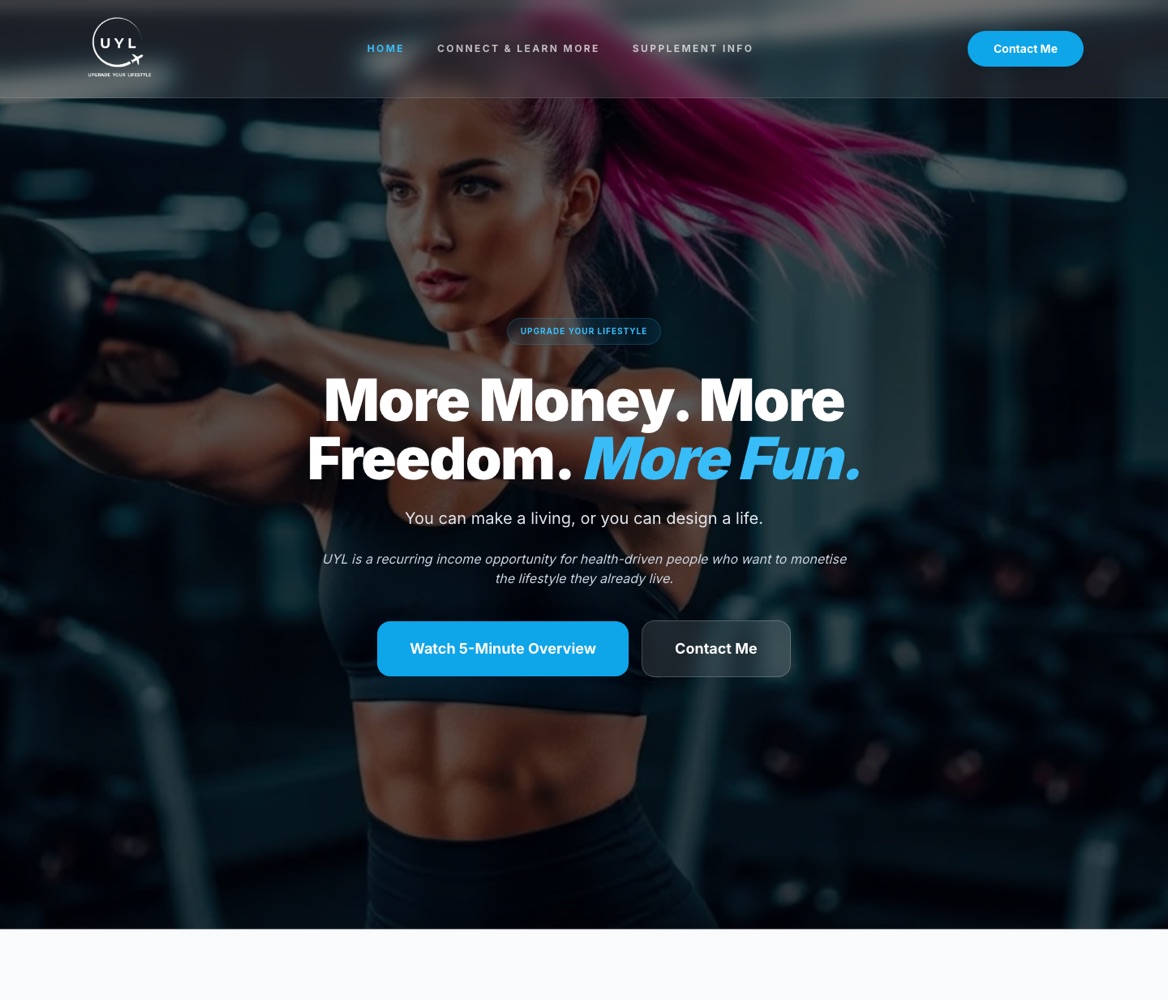Upgrade Your Lifestyle website homepage